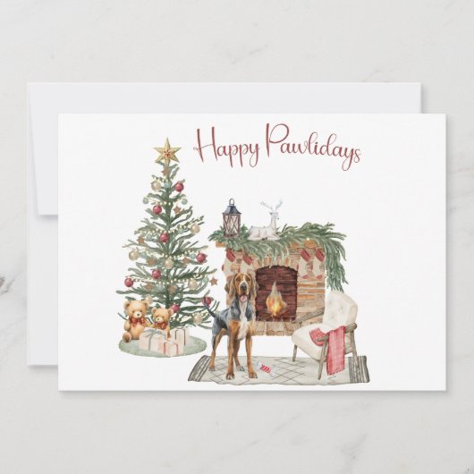 Happy Pawlidays Dog Design - Bloodhound Feiertagskarte (Vorderseite)