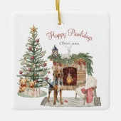 Happy Pawlidays Dog Design - Bloodhound Keramikornament (Vorderseite)