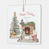 Happy Pawlidays Dog Design - Borzoi Keramikornament (Links)