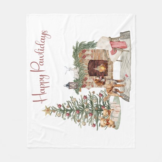 Happy Pawlidays Dog Design - Brittany Spaniel Fleecedecke (Vorderseite)