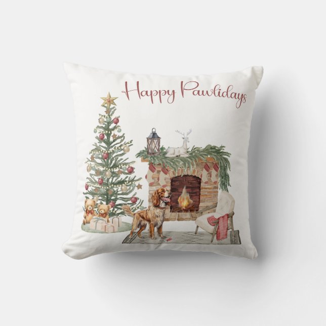 Happy Pawlidays Dog Design - Brittany Spaniel Kissen (Vorderseite)