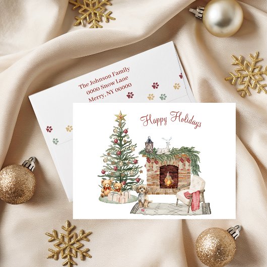 Happy Pawlidays Dog Design - Cavapoo Feiertagskarte