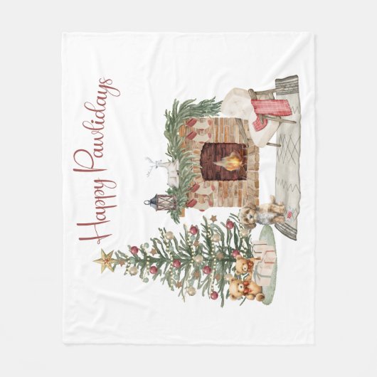 Happy Pawlidays Dog Design - Cavapoo Fleecedecke (Vorderseite)