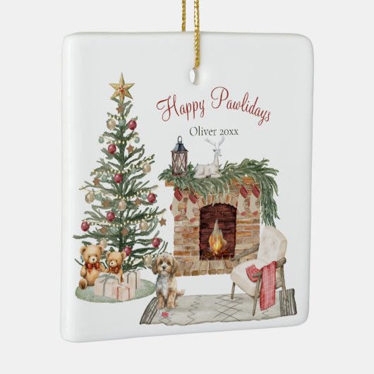 Happy Pawlidays Dog Design - Cavapoo Keramikornament (Rechts)