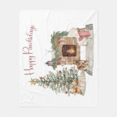 Happy Pawlidays Dog Design- Cocker Spaniel Fleecedecke (Vorderseite)