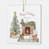 Happy Pawlidays Dog Design- Cocker Spaniel Keramikornament (Links)