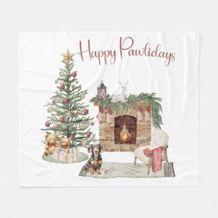 Happy Pawlidays Dog Design - Dackel Fleecedecke