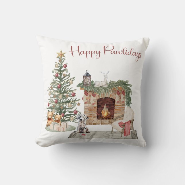 Happy Pawlidays Dog Design - Dalmatiner Kissen (Vorderseite)