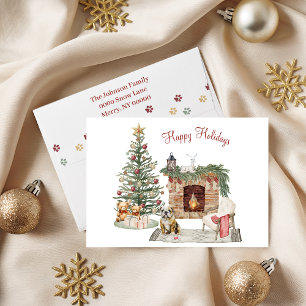 Happy Pawlidays Dog Design - English Bulldog Feiertagskarte