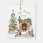 Happy Pawlidays Dog Design - English Bulldog Keramikornament (Links)