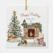 Happy Pawlidays Dog Design - English Bulldog Keramikornament (Rückseite)