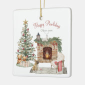 Happy Pawlidays Dog Design - French Bulldog Keramikornament (Links)