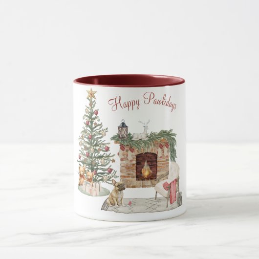 Happy Pawlidays Dog Design - French Bulldog Tasse (Zentrum)