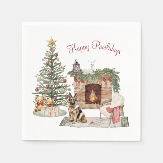 Happy Pawlidays Dog Design - German Shepherd Serviette (Vorderseite)