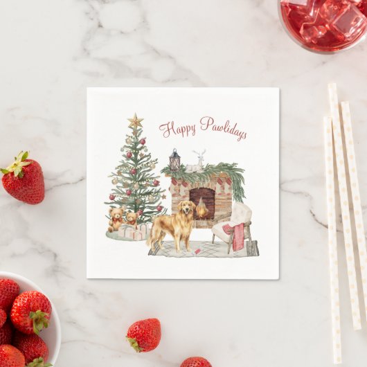 Happy Pawlidays Dog Design - Golden Retriever Serviette (Beispiel)