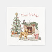 Happy Pawlidays Dog Design - Golden Retriever Serviette (Vorderseite)