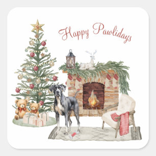 Happy Pawlidays Dog Design - großartiges Dan Quadratischer Aufkleber