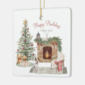 Happy Pawlidays Dog Design - Jack Russell Keramikornament (Links)