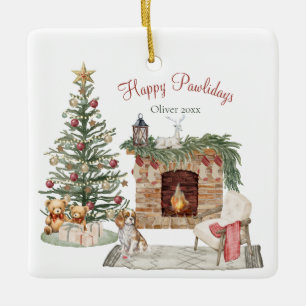 Happy Pawlidays Dog Design - König Charles Spaniel Keramikornament