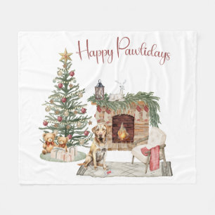 Happy Pawlidays Dog Design - Labrador Retriever Fleecedecke