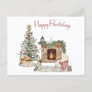 Happy Pawlidays Dog Design - Mops Postkarte