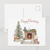 Happy Pawlidays Dog Design - Mops Postkarte (Vorne/Hinten)