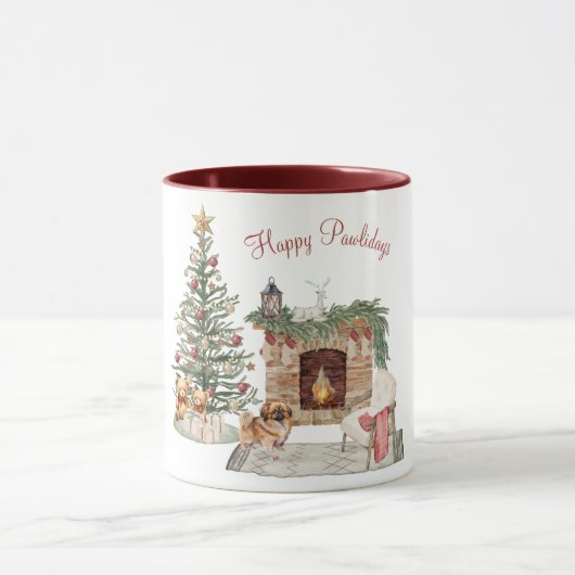Happy Pawlidays Dog Design - Pekingese Tasse (Zentrum)