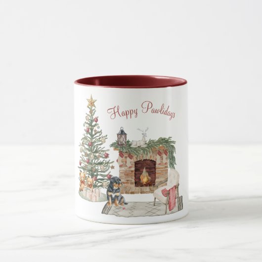 Happy Pawlidays Dog Design - Rottweiler Tasse (Zentrum)