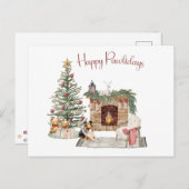 Happy Pawlidays Dog Design - Sheltie Postkarte (Vorne/Hinten)