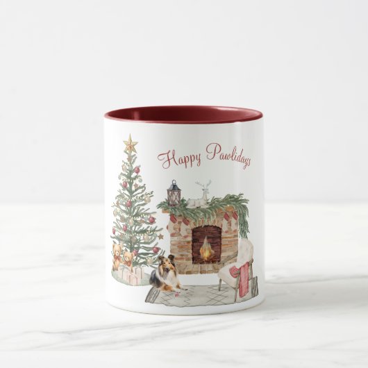 Happy Pawlidays Dog Design - Sheltie Tasse (Zentrum)