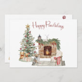 Happy Pawlidays Dog Design - Spitz Feiertagskarte (Vorne/Hinten)