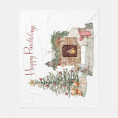 Happy Pawlidays Dog Design - Spitz Fleecedecke (Vorderseite)