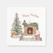 Happy Pawlidays Dog Design - Spitz Serviette (Vorderseite)