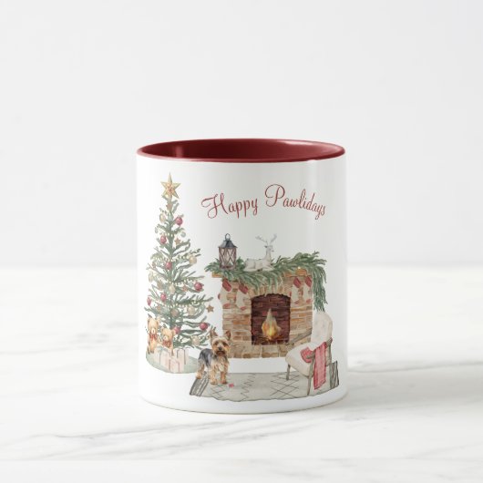 Happy Pawlidays Dog Design - Yorkie Tasse (Zentrum)