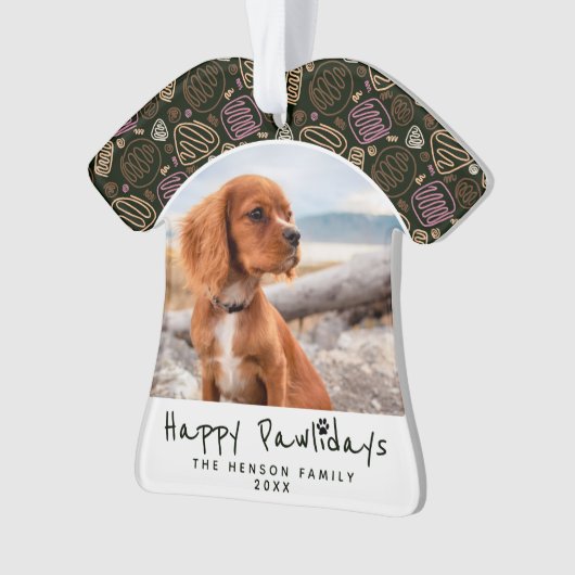 Happy Pawlidays Dog Pet Foto Eine Reihe Weihnachte Ornament (Vorderseite)