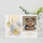 Happy Pawlidays Dog Photo Christmas Feiertagskarte (Stehend Vorderseite)