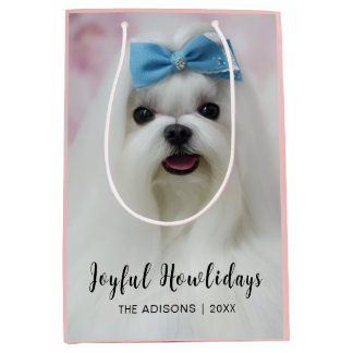Happy Pawlidays Dog Photo Holiday Gift Design Mittlere Geschenktüte
