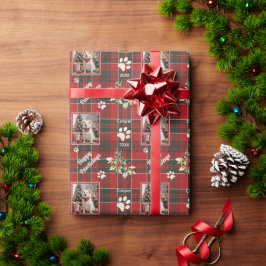 Happy Pawlidays Dog Red Green Karierte Weihnachten Geschenkpapier