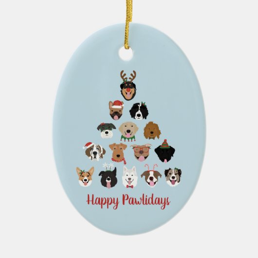 Happy Pawlidays Dog Weihnachtsbaum Keramik Ornament (Vorne)