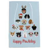 Happy Pawlidays Dog Weihnachtsbaum Mittlere Geschenktüte (Vorderseite)