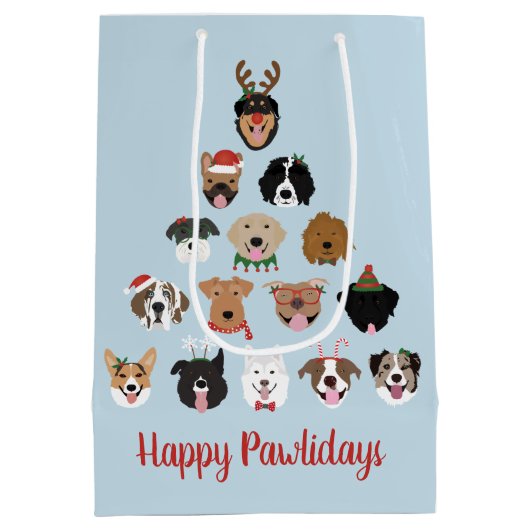 Happy Pawlidays Dog Weihnachtsbaum Mittlere Geschenktüte (Rückseite)