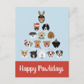 Happy Pawlidays Dog Weihnachtsbaum Postkarte (Vorderseite)