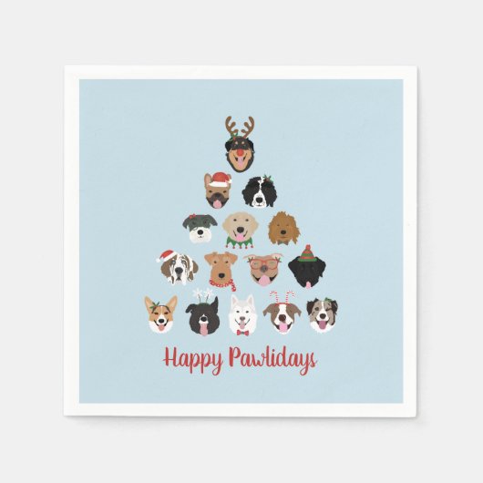 Happy Pawlidays Dog Weihnachtsbaum Serviette (Vorderseite)