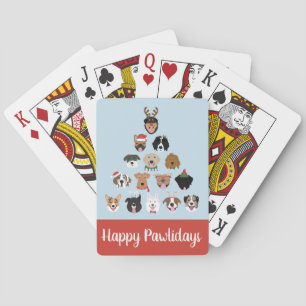 Happy Pawlidays Dog Weihnachtsbaum Spielkarten
