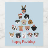Happy Pawlidays Dog Weihnachtsbaum Urlaub Weinetikett (Einzelnes Label)