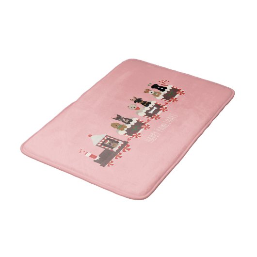 Happy Pawlidays Dog Weihnachtszug Badematte (Schrägansicht)