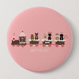 Happy Pawlidays Dog Weihnachtszug Button