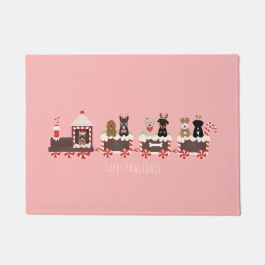 Happy Pawlidays Dog Weihnachtszug Fußmatte (Vorderseite)