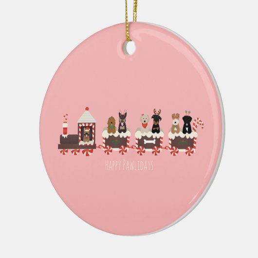 Happy Pawlidays Dog Weihnachtszug Keramik Ornament (Links)