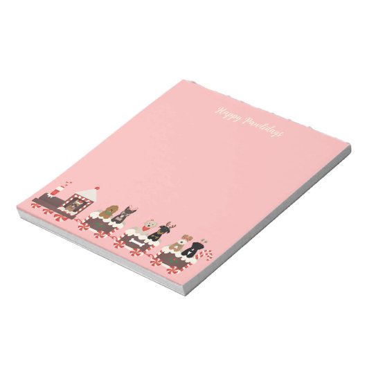 Happy Pawlidays Dog Weihnachtszug Notizblock (Rotiert)